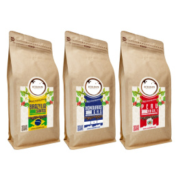 Kawa Ziarnista 1kg Brazylia + 1kg Honduras + 1kg Peru - 100% Arabica