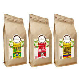 Kawa Ziarnista 1kg Brazylia + 1kg Peru + 1kg Kolumbia - 100% Arabica