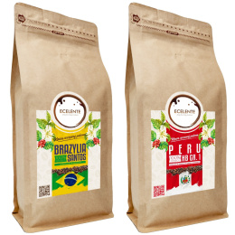 Kawa Ziarnista Zestaw 2x1kg - Brazylia + Peru - Speciality - 100% Arabica - Świeżo Palona