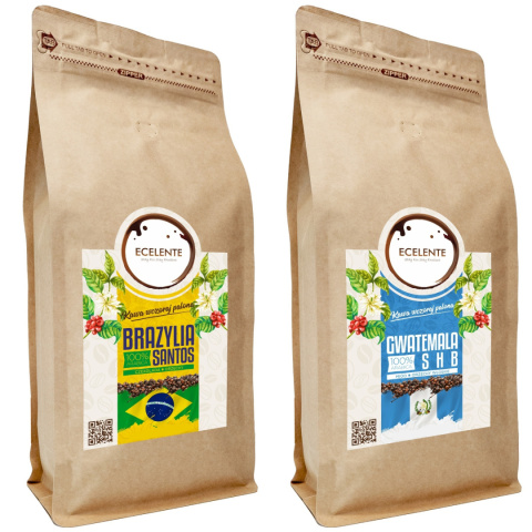 Kawa Ziarnista Zestaw 2x1kg - Brazylia + Gwatemala - Speciality - 100% Arabica - Świeżo Palona Kawa Ziarnista Zestaw 2x1kg - Brazylia + Gwatemala - Speciality - 100% Arabica - Świeżo Palona