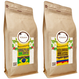 Kawa Ziarnista Zestaw 2x1kg - Brazylia + Kolumbia - Speciality - 100% Arabica - Świeżo Palona