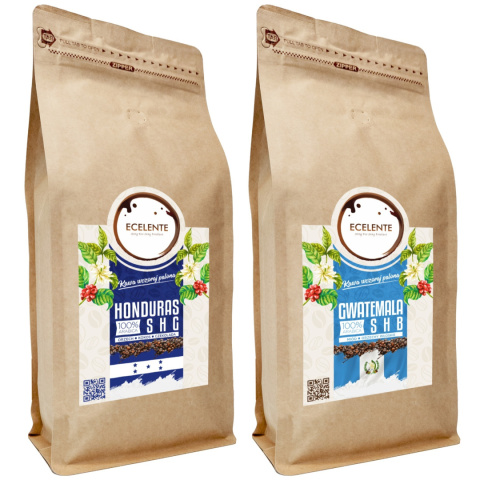 Kawa Ziarnista Zestaw 2x1kg - Honduras + Gwatemala - Speciality - 100% Arabica - Świeżo Palona