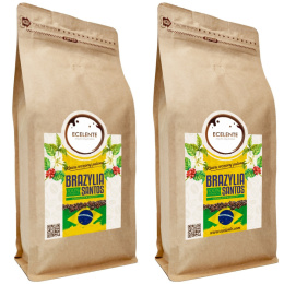Kawa Ziarnista Zestaw 2x1kg Brazylia Santos Speciality - 100% Arabica - Świeżo Palona